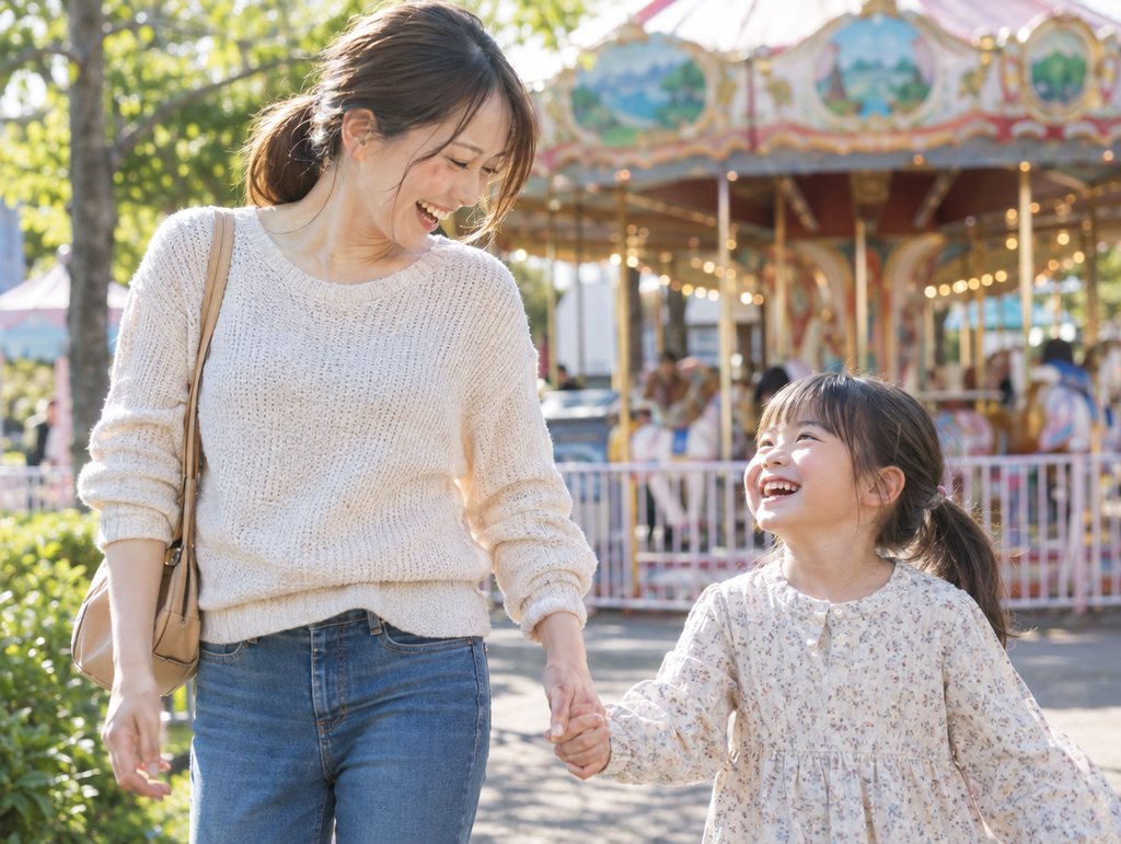 休みの日に子どもと遊園地へ