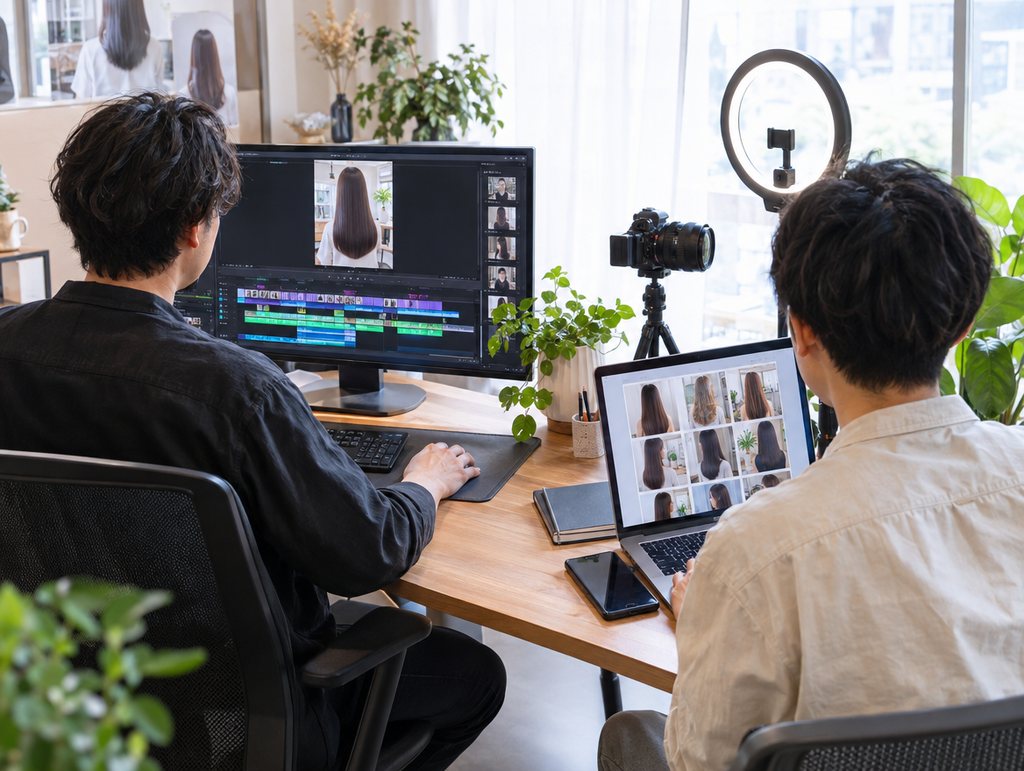 本部でSNSの投稿や動画をつくるスタッフ
